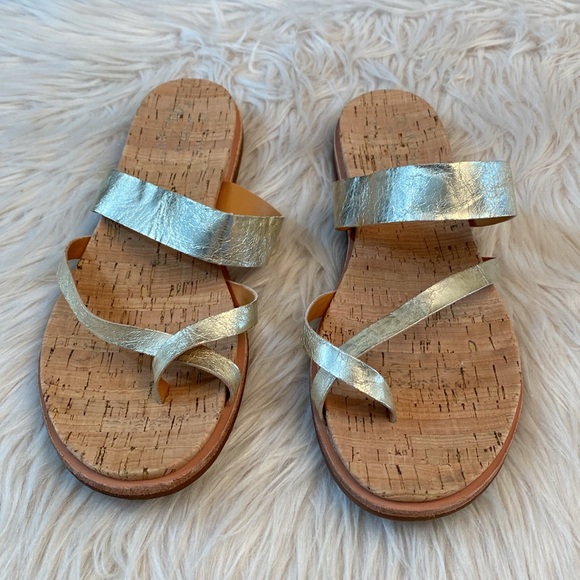 Kork-Ease Belinda Leather Metallic Gold Sandals, Size 11M - Picture 4 of 17